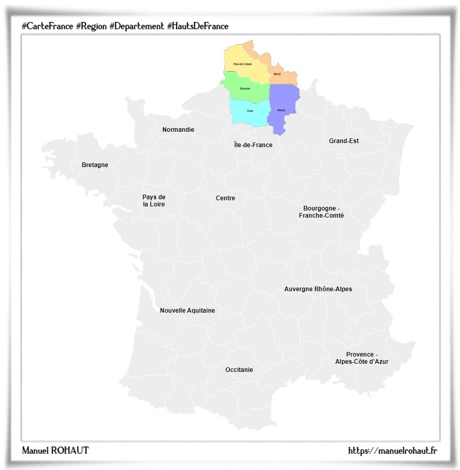Les départements de la région française Hauts-de-France