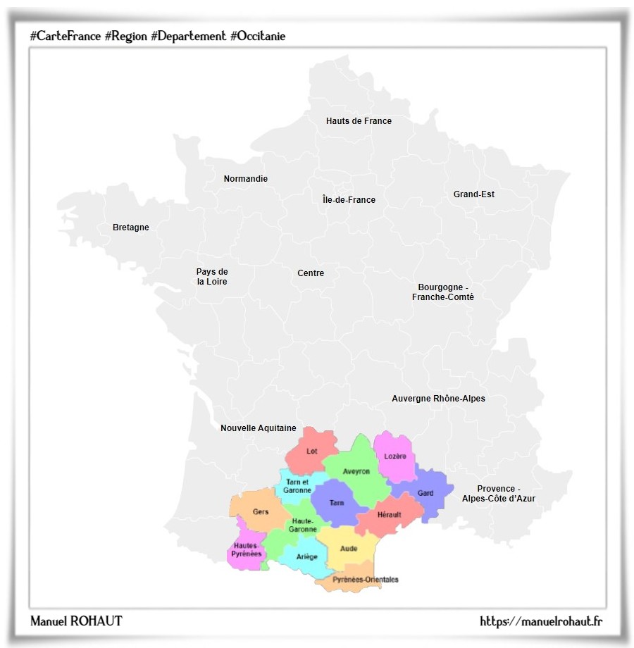 Les départements de la région française Occitanie