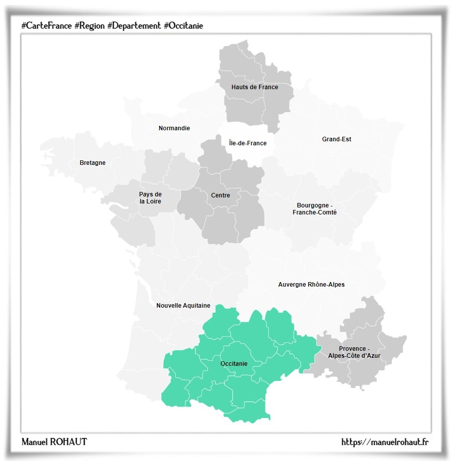 Localisation de la région française Occitanie