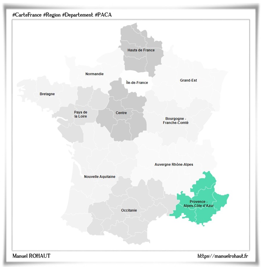 Localisation de la région française Provence-Alpes-Côte d'Azur